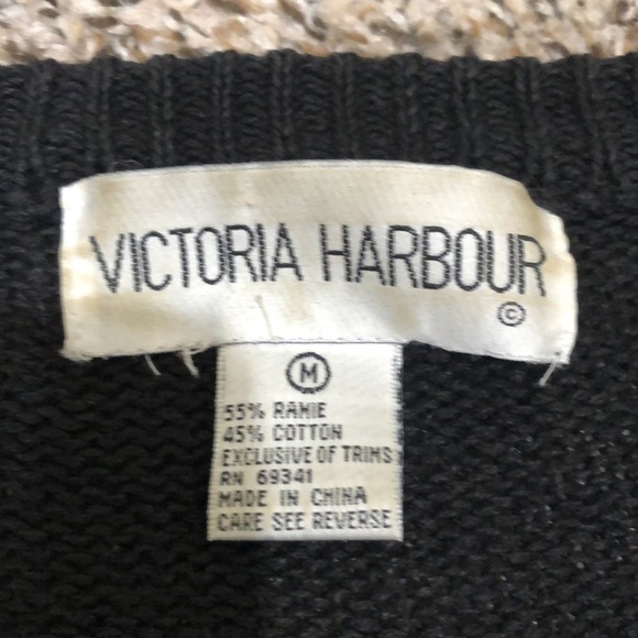 Vintage 80s Sweater Size Medium Black Gold Sequin Beaded Grape Vine Leaves - Picture 4 of 7